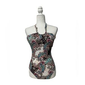 Spanx Love Your Assets by Sara Blakely One Piece Paisley Print Swimsuit Size M